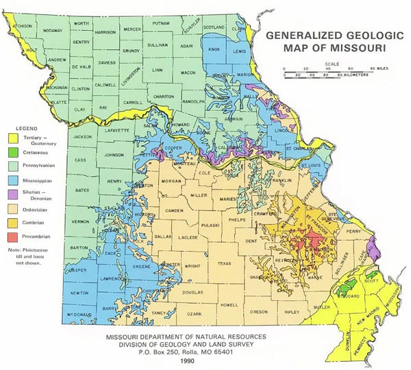 map of geology in Missouri