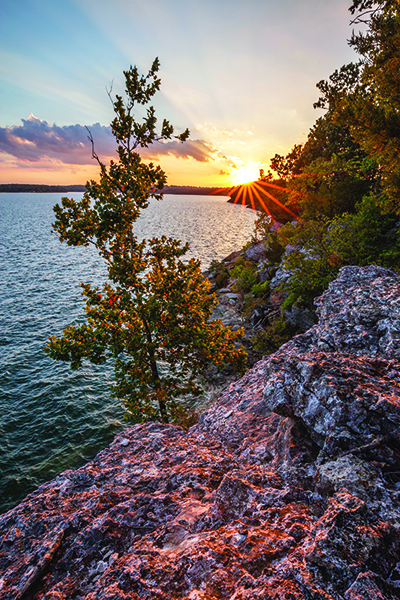 Sun rising over Stockton State Park